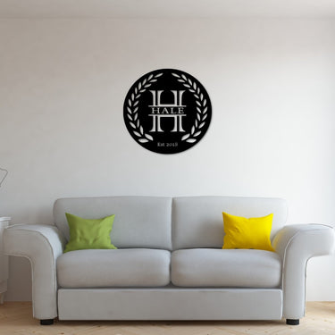 Last Name Monogram with Established Year Metal Sign - Simply Royal Design